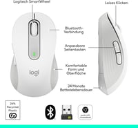 Logitech Signature M650 L Wireless Egér Nagy Kézhez, Csendes Kattintás, Bluetooth - Große Hände, White, Right Handed 9