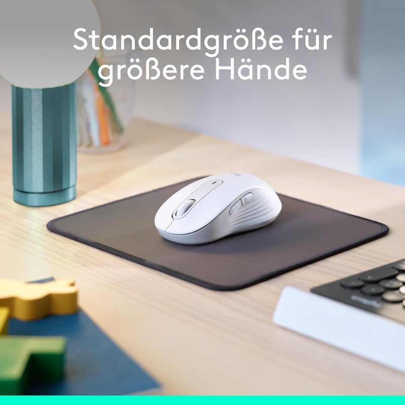 Logitech Signature M650 L Wireless Egér Nagy Kézhez, Csendes Kattintás, Bluetooth - Große Hände, White, Right Handed