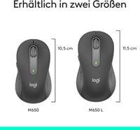 Logitech Signature M650 L Wireless Egér Nagy Kézhez Csendes Kattintás Bluetooth - Große Hände, black, Right Handed 10