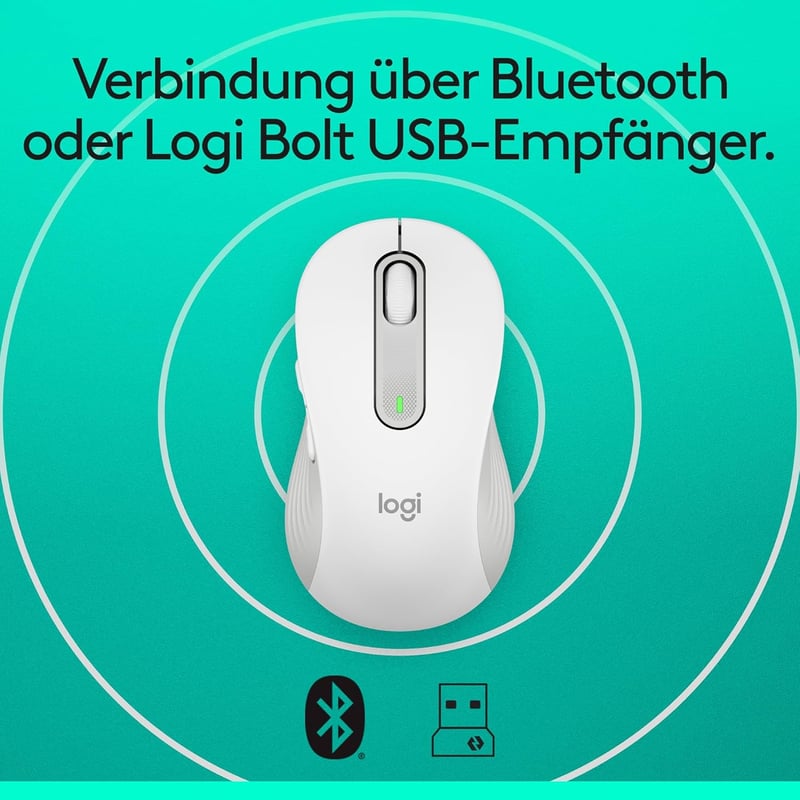 Logitech Signature M650 L Wireless Egér Nagy Kézhez, Csendes Kattintás, Bluetooth - Große Hände, White, Right Handed