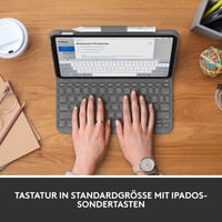 Puzdro s klávesnicou Logitech Slim Folio pre iPad 10. generácie a A16, s integrovanou Bluetooth klávesnicou, nemecké rozloženie QWERTZ, grafitová farba 2