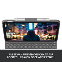 Puzdro s klávesnicou Logitech Slim Folio pre iPad 10. generácie a A16, s integrovanou Bluetooth klávesnicou, nemecké rozloženie QWERTZ, grafitová farba 6