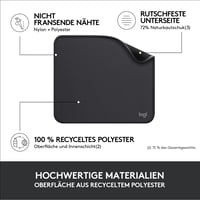 Podložka pod myš Logitech Studio Series – sivá, protišmyková gumová základňa, vodoodolná, 23 x 0,2 cm, hladký sklz, prenosná 4