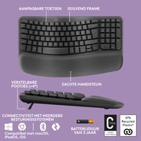 Bezdrôtová ergonomická klávesnica Logitech Wave Keys - grafitovo sivá, rozloženie US International QWERTY 6