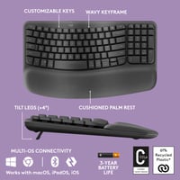 Bezdrôtová ergonomická klávesnica Logitech Wave Keys - grafitovo sivá, rozloženie US International QWERTY 7