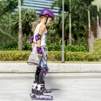LOKJIJI Állítható Inline Görkorcsolya Gyerekeknek Világító Kerekekkel Fekete Lila 7