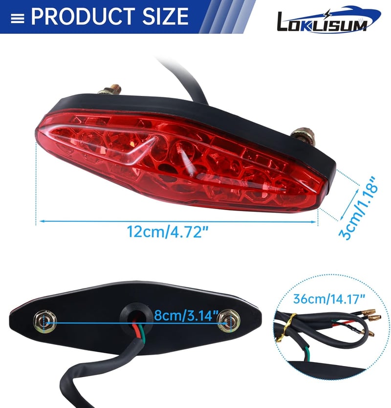 LOKLISUM 12V 15 LED Motoros Féklámpa Univerzális Hátsó Lámpa Motorkerékpárhoz