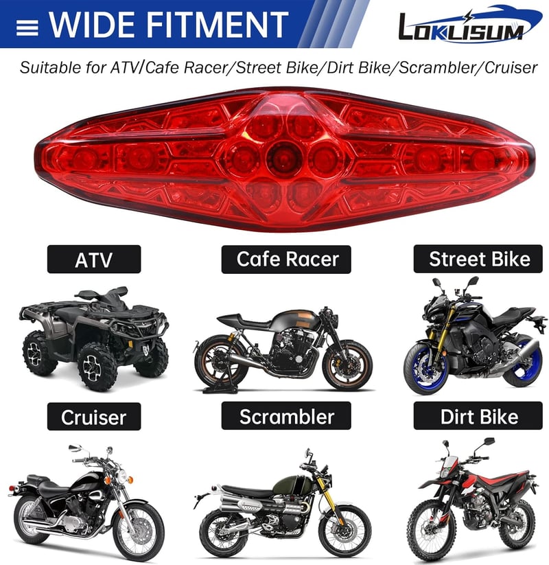 LOKLISUM 12V 15 LED Motoros Féklámpa Univerzális Hátsó Lámpa Motorkerékpárhoz