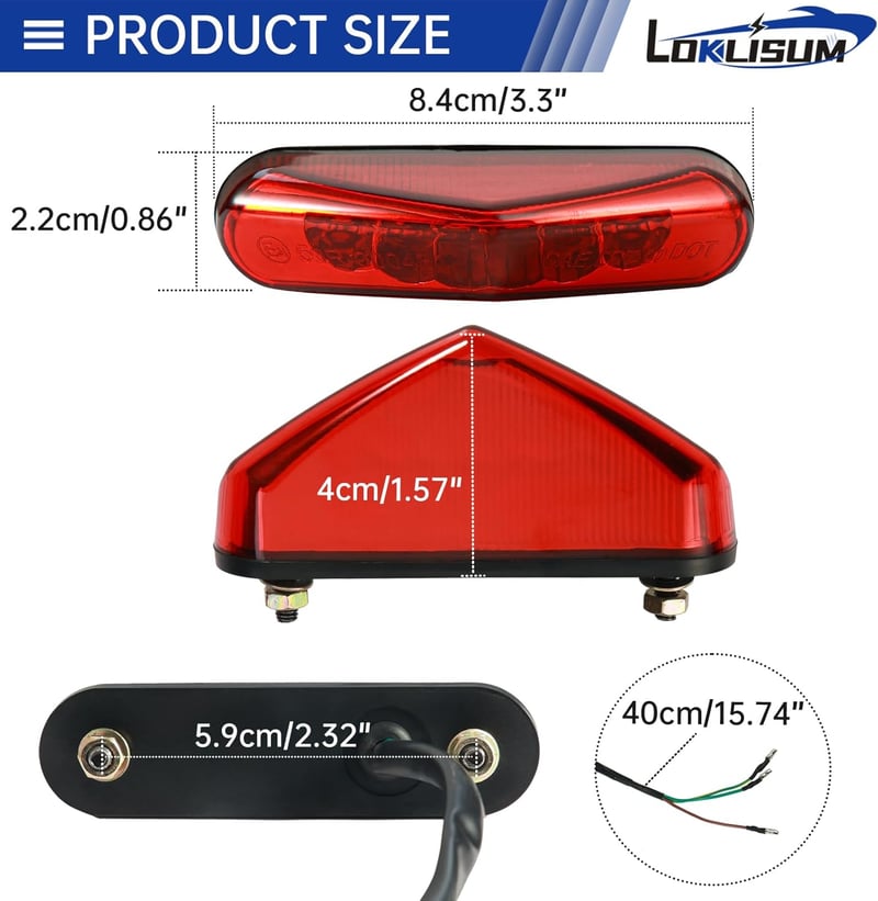 LOKLISUM LED Motorkerékpár Hátsó Lámpa 12V 9 LED Féklámpa E-Jóváhagyott