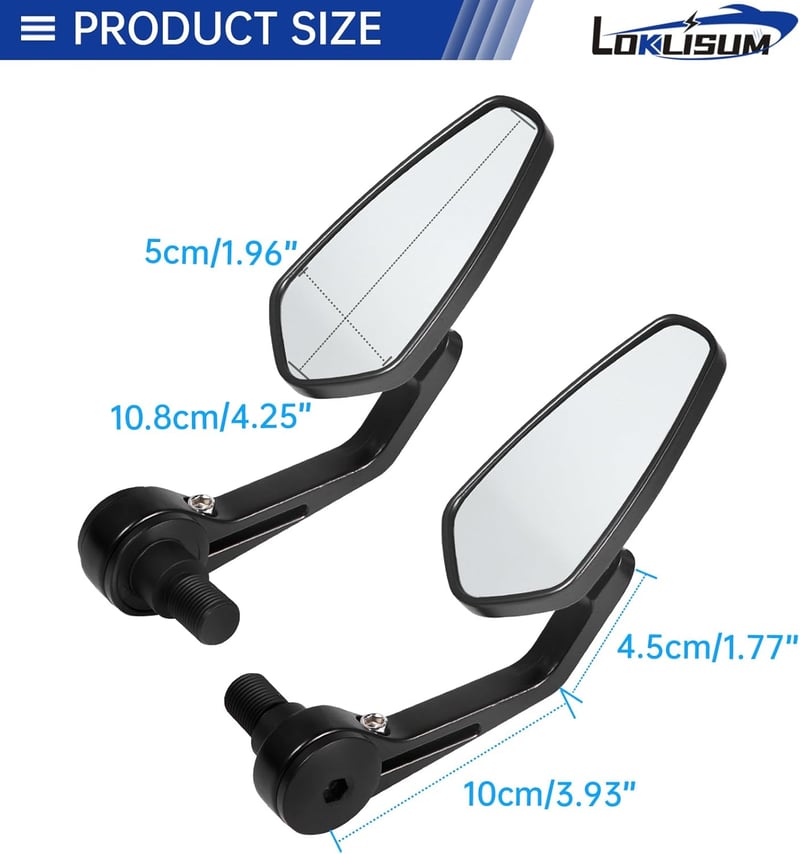 LOKLISUM Motorkerékpár Tükörkép Kormányvég Oldaltükör Yamaha MT03 MT07 MT09 MT10 MT15 MT125 FZ1 FZ6 XJ6 TMAX Átlátszó