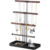 Lolalet stalak za nakit na 4 razine - Crno metalno drvo za nakit, za ogrlice i narukvice - Elegantan poklon za žene i djevojke - Visina 42 cm 1