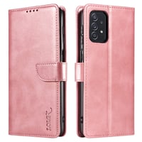 Puzdro LOLFZ pre Samsung Galaxy A53 5G, prémiové tenké magnetické flipové puzdro z PU kože s priehradkou na karty a stojanom, nárazuvzdorný kryt na telefón – ružové zlato 1