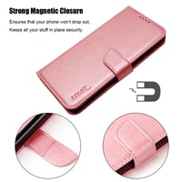Puzdro LOLFZ pre Samsung Galaxy A53 5G, prémiové tenké magnetické flipové puzdro z PU kože s priehradkou na karty a stojanom, nárazuvzdorný kryt na telefón – ružové zlato 5