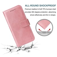 Puzdro LOLFZ pre Samsung Galaxy A53 5G, prémiové tenké magnetické flipové puzdro z PU kože s priehradkou na karty a stojanom, nárazuvzdorný kryt na telefón – ružové zlato 6