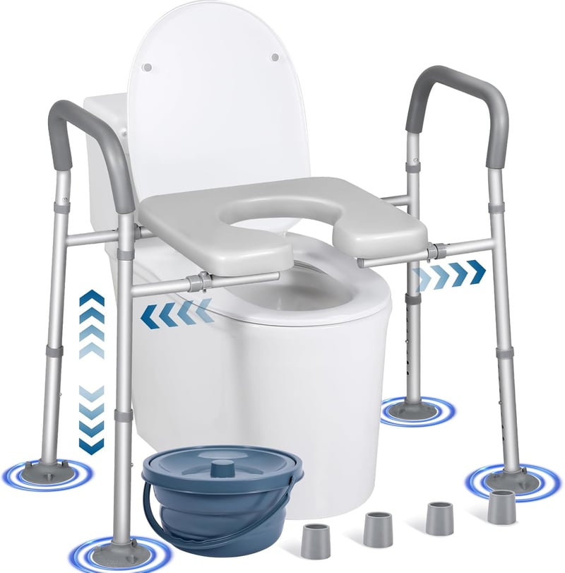 LOLLIDO Magasított WC-ülőke fogantyúval, 500 lbs, állítható magasság