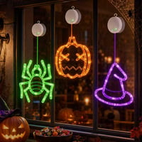 LOLStar Halloween ukrasne svjetiljke za prozor, set od 3 komada s bundevom, paukom i vještičjim šeširom 3