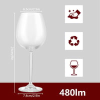LOLYSIC 6 darabos vörösboros pohár szett 480ml kristály poharak mosogatógépben mosható 2