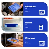 Lompyeu 1330 ml Cutie pentru prânz pentru copii cu compartimente, Bento Box fără BPA (lingură și furculiță), cutie pentru prânz școlar încălzibilă la microunde, albastru 5