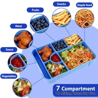 Lompyeu 1330 ml Cutie pentru prânz pentru copii cu compartimente, Bento Box fără BPA (lingură și furculiță), cutie pentru prânz școlar încălzibilă la microunde, albastru 7