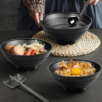 Lonely High Heels set zdjela za ramen 2 komada 1020 ml, crni japanski set zdjela 24 cm sa štapićima, žlicom i posudicom za umak za juhu, salatu, tjesteninu i sushi 5