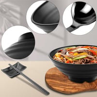 Lonely High Heels set zdjela za ramen 2 komada 1020 ml, crni japanski set zdjela 24 cm sa štapićima, žlicom i posudicom za umak za juhu, salatu, tjesteninu i sushi 2