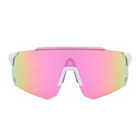 Ochelari de soare sport pentru ciclism Long Keeper, protecție UV400, pentru femei și bărbați, alb-roz 2