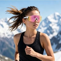 Ochelari de soare sport pentru ciclism Long Keeper, protecție UV400, pentru femei și bărbați, alb-roz 3