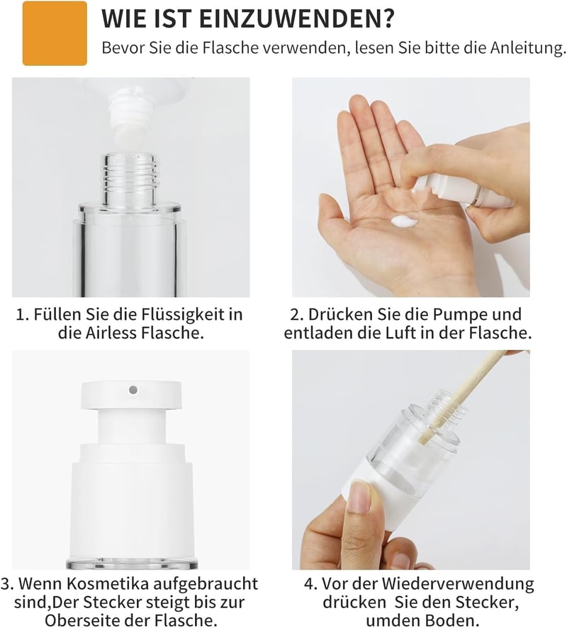 LONGWAY 6x30ml Airless Pump Dispenser Utazó Kozmetikai Palack Krém Adagoló