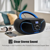 LONPOO Hordozható CD Lejátszó Bluetooth Rádió USB Stereo Boombox 3