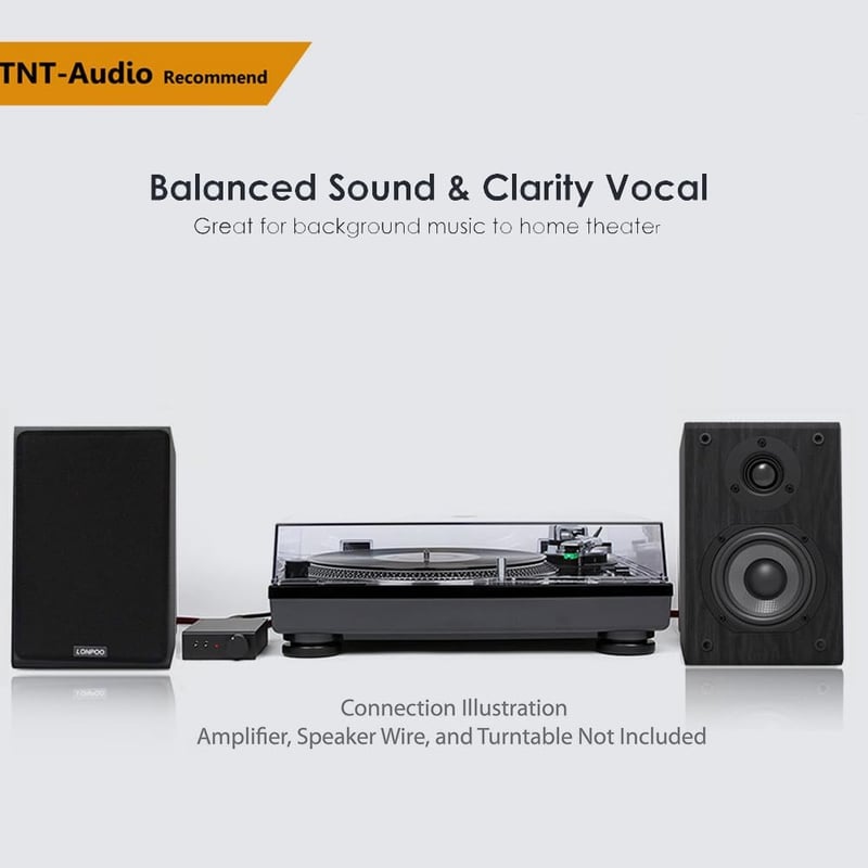LONPOO LP42 Passzív Könyvespolc Hangfal Pár 75W HiFi Fa Fekete