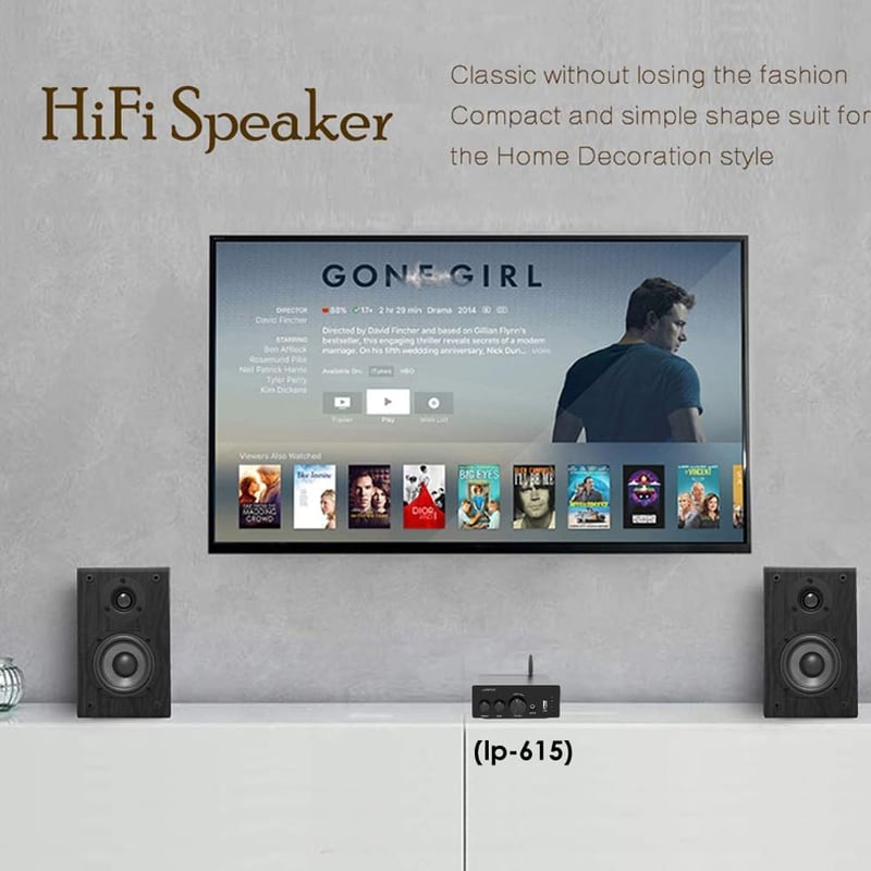 LONPOO LP42 Passzív Könyvespolc Hangfal Pár 75W HiFi Fa Fekete