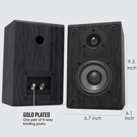 LONPOO LP42 Passzív Könyvespolc Hangfal Pár 75W HiFi Fa Fekete 4