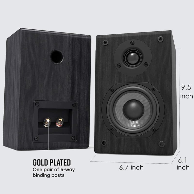 LONPOO LP42 Passzív Könyvespolc Hangfal Pár 75W HiFi Fa Fekete