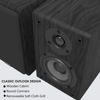 LONPOO LP42 Passzív Könyvespolc Hangfal Pár 75W HiFi Fa Fekete 5