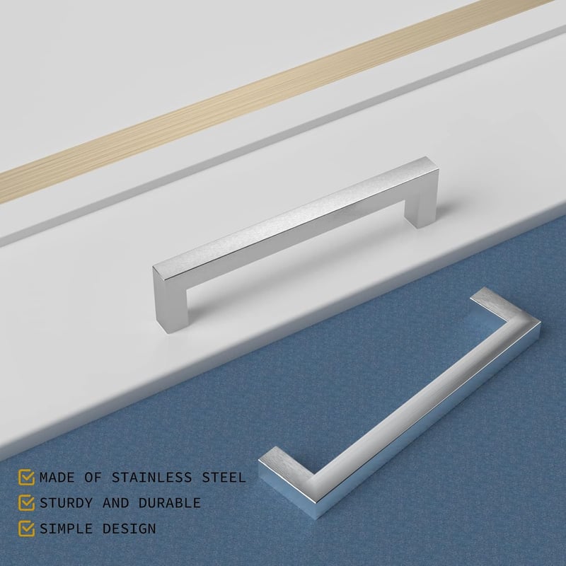 LONTAN 2 db ezüst konyhai bútor fogantyú 128mm fiók húzófogantyú rozsdamentes acél - Bohrlochabstand: 128mm, Silver, Pack of 2