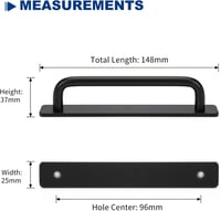LONTAN 2db Öntapadós Balkoniajtó Fogantyú, Fekete Alumínium Bútor Fogantyú 148mm 3