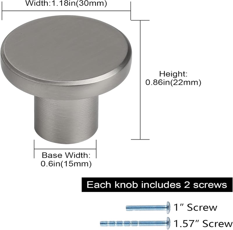 LONTAN 4 darabos rozsdamentes acél bútor gomb szett, ezüst fiók fogantyú - 4, Brushed Nickel
