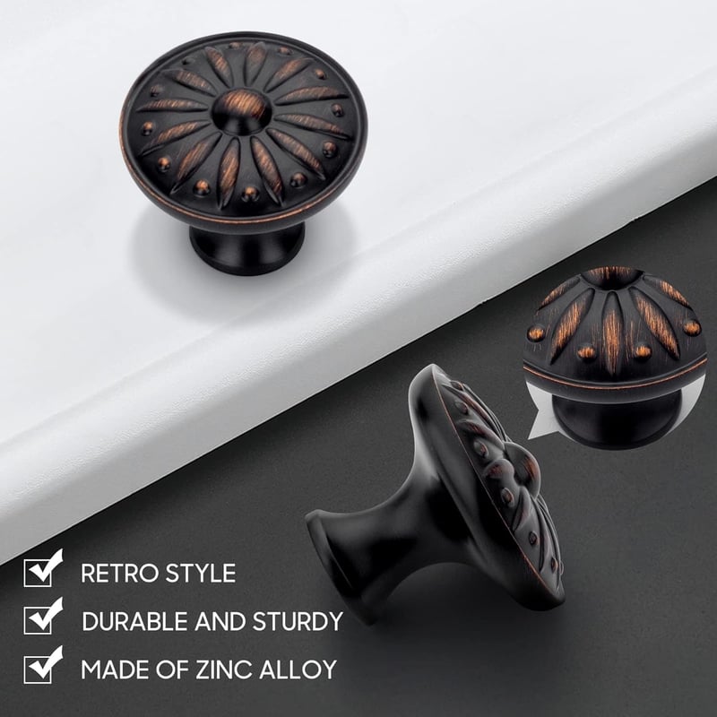 LONTAN 4 darabos vintage szekrénygomb olajozott bronz bútor fogantyú - 4, Black