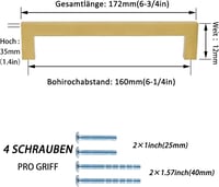 LONTAN 6 db arany bútor fogantyú 76 mm lyukközzel, fiók és szekrény fogantyú szett 2