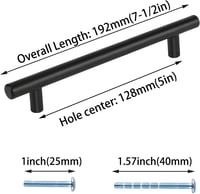 LONTAN 64mm Fekete Bútor Fogantyú Rozsdamentes Acél Konyha Fürdőszoba 10db - BA: 128mm, 10 2