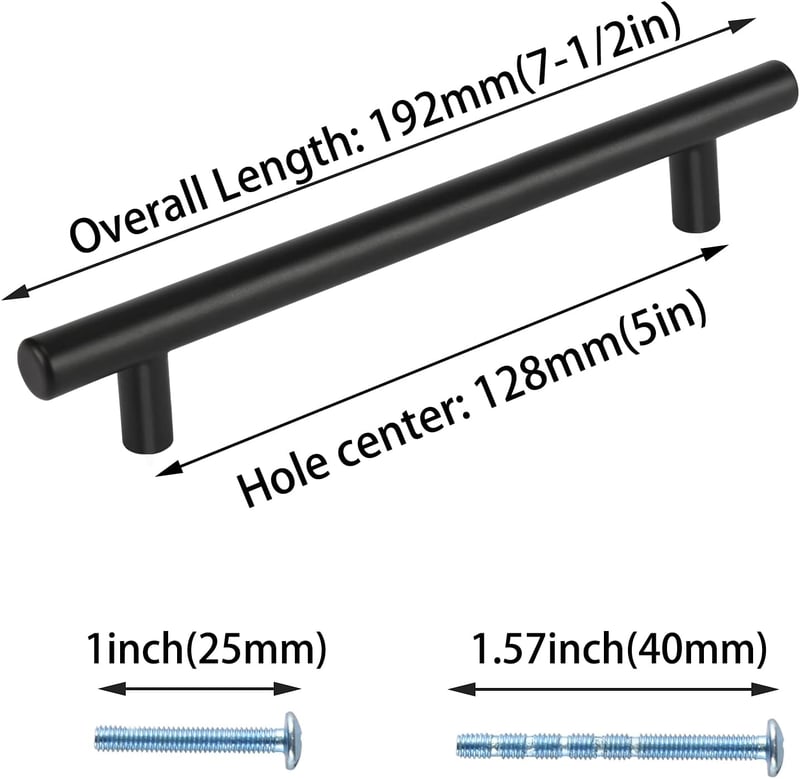 LONTAN 64mm Fekete Bútor Fogantyú Rozsdamentes Acél Konyha Fürdőszoba 10db - BA: 128mm, 10