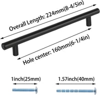 LONTAN 64mm Fekete Bútor Fogantyú Rozsdamentes Acél Konyha Fürdőszoba 10db - BA: 160mm, 10 2