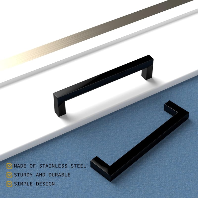 LONTAN Fekete Bútor Fogantyú 192mm Lyukközépség Rozsdamentes Acél 2db - Bohrlochabstand: 192mm, Black, Pack of 2