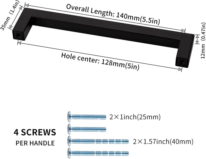 LONTAN LSJ12BK Bútor Fogantyú 128mm Lyukközzel Fekete Fiók Fogantyú Sín Fogantyú - Hole spacing: 12.8 cm, 10