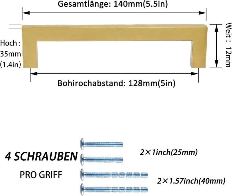LONTAN LSJ12GD 6 darab arany bútor fogantyú 76 mm sínfogantyú fiók - Hole spacing: 12.8 cm, 6