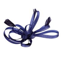 LONTG Fascinator Kalap Kék-Fekete Tollakkal és Virágokkal - Vintage Hajdísz Fátyollal Esküvőre Teapartyra Templomba 2