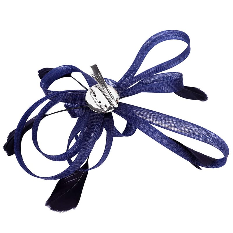 LONTG Fascinator Kalap Kék-Fekete Tollakkal és Virágokkal - Vintage Hajdísz Fátyollal Esküvőre Teapartyra Templomba