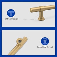 LONTON Pack of 10 Cabinet Handles, Gold Furniture Handles, 128 mm, Hole Spacing, Kitchen Handles for Kitchen Cabinets, Cabinet Door Handles, Furniture Handles, Brass Drawer Handles - Hole spacing: 12.8 cm, Gold, Pack of 10 4