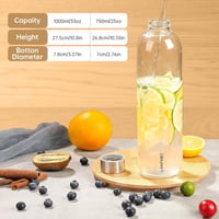 LOOFORE Üveg Kulacs 1 Liter Fekete Neoprén Huzattal - BPA Mentes Ivópalack Mosogatógépben Mosható Szénsavas Italokhoz 5