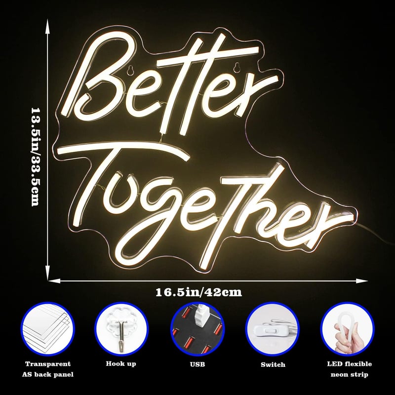 Looklight Neon Sign Meleg Fehér LED Fali Dekoráció USB Betűs Lámpa